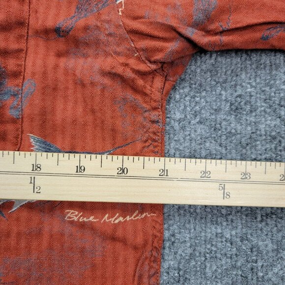 Reel Legends Shirt Mens Medium Orange Button Up Marlin Fish All Over Print - Picture 4 of 9